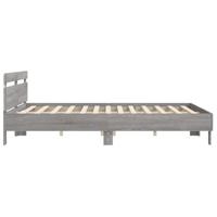 Bedframe met hoofdeinde en LED-licht grijs sonoma 160x200 cm - thumbnail