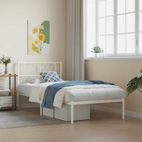 Bedframe met hoofdbord zonder matras metaal wit 75x190 cm - thumbnail
