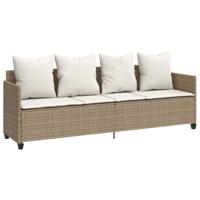 5-delige Loungeset met kussens poly rattan beige - thumbnail
