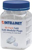 Intellinet Kabel Intellinet verpakking van 90 stuks Cat6 modulaire RJ45-stekkers UTP 3-voudige klem voor massieve draad 90 stekkers in pot 790604 Krimpcontact - thumbnail
