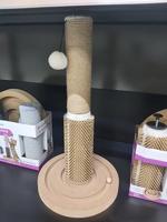 Flamingo Ayla Krabpaal – speelgoed met ballen – krabpaal met borstel – crème – 29 x 29 x 53 cm – zacht pluche – krabtouw van jute – het rubber geeft je kat een prachtige massage - thumbnail
