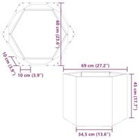 Plantenbak zeshoek 69x60x45 cm staal zwart - thumbnail