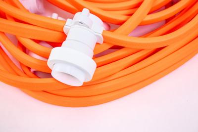 Prikkabel textiel oranje 12 meter 10x E27 fitting wit Perluci