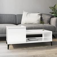 Salontafel 100x50x45 cm bewerkt hout hoogglans wit - thumbnail