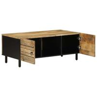 Salontafel 100x54x40 cm massief ruw mangohout zwart - thumbnail
