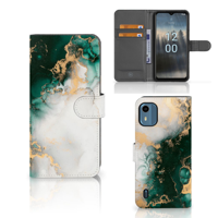 Bookcase voor Nokia C12 Marmer Groen - thumbnail