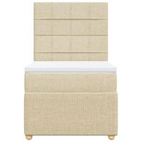 Boxspring met matras stof crèmekleurig 100x200 cm - thumbnail