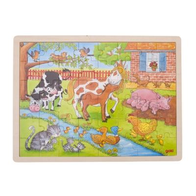Goki houten legpuzzel op de boerderij, 48st.
