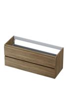 Onderkast INK 2 laden greeploos met houten keerlijst 120 cm x 45 cm x 52 cm Zuiver eiken 1257154 - thumbnail