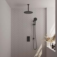 Inbouw Regendouche Set Brauer Black Edition Plafond Uitloop Ronde Hoofddouche 30 cm Met Glijstang en Handdouche 3 Standen Mat Zwart Brauer - thumbnail