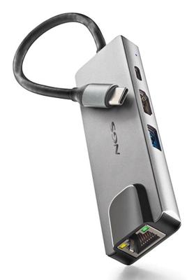 NGS Wonder Dock SUPRA - 4-in-1 aluminium USB-C-multipoortadapter, USB 3.0, USB-C met 100 W PD-opladen, 4K HDMI 30 Hz RJ45, compatibel met Windows 11/10 / 8/8.1/7 / XP/Vista, Mac OS en Linux