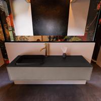 Badkamermeubelset Mondiaz Erin 150 cm met 1 Lade met RIDGE Wastafel Links Urban met 1 kraangat Greeploos Mat Smoke - thumbnail