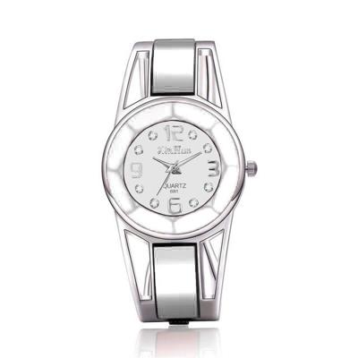 XinHua vrouwen Diamond spiegel oppervlakte holle roestvrijstalen armband quartz horloge (wit)