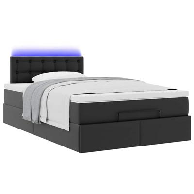 Bed poef met matrassen en LED's 140x200cm kunstleer zwart