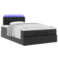 Bed poef met matrassen en LED's 140x200cm kunstleer zwart - thumbnail