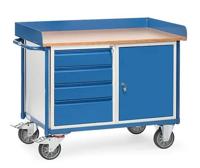Fetra Hauptartikel 2438 Tafel en kabinetwagen Staal Poedercoating Laadvermogen (max.): 400 kg Stralend blauw (RAL 5007) - thumbnail