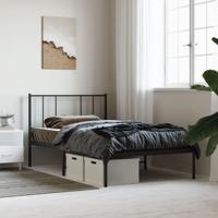 Bedframe met hoofdbord metaal zwart 100x200 cm - thumbnail