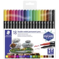 Staedtler permanent marker,dubbele punt, etui van 18 stuks, assorti - thumbnail