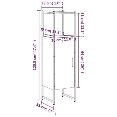 Badkamerkast 33x33x120,5 cm bewerkt hout grijs sonoma eiken Badkamerkast 33x33x120,5 cm bewerkt hout grijs sonoma eiken