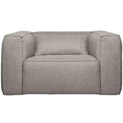 WOOOD Fauteuil 'Bean' Met Kussen, kleur Lichtgrijs Gemeleerd