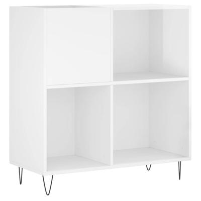 Platenkast 84,5x38x89 cm bewerkt hout hoogglans wit