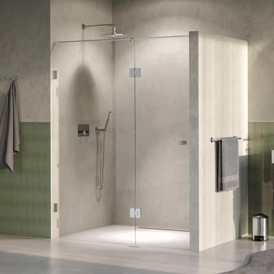 Brauer Void - Carving Nisdeur - 2-Delig - Helder Glas - 160 x 200 cm - Omkeerbaar - met Draaideur 70 cm - Aan Glas - incl. Glascoating - PVD RVS-Kleurig Geborsteld