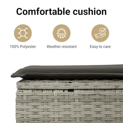 6-delige Loungeset met kussens poly rattan lichtgrijs