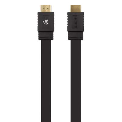Manhattan 355599 HDMI-kabel HDMI Aansluitkabel HDMI-A-stekker, HDMI-A-stekker 0.50 m Zwart 4K UHD, Afgeschermd (dubbel), Plat, Platte uitvoering