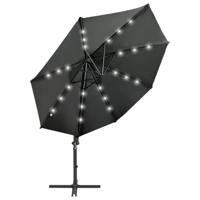 VidaXL Zweefparasol met paal en led-verlichting 300 cm antracietkleur - thumbnail