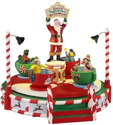 Santa's Peppermint Teacup Spinner 15x26x27 cm Kerstdorp LEMAX - Lemax