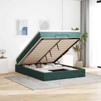 Ottoman bed met matras 140x200cm fluweel donkergroen - thumbnail