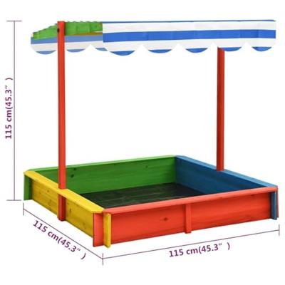 VidaXL Zandbak met verstelbaar dak uv50 vurenhout meerkleurig - thumbnail