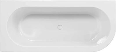 Saqu Line half vrijstaand hoekbad met 2 ligzijdes met hoek links 160x75cm glans wit acryl incl. afvoerplug wit