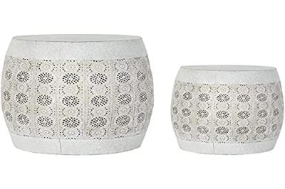 Bijzettafel DKD Home Decor Wit Multicolour Gouden Metaal 40 x 40 x 42 cm