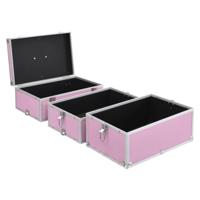 VidaXL Make-up koffer 37x24x40 cm aluminium roze - thumbnail