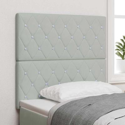 LED Hoofdbord met LED -striplichten Lichtgrijs 90 cm Fluweel