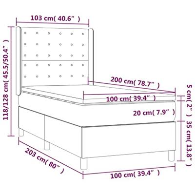 Boxspring met matras en LED stof blauw 100x200 cm