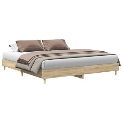 Bedframe zonder matras 200x200cm spaanplaat sonoma eikenkleurig