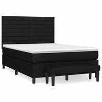 Boxspring met matras stof zwart 140x200 cm - thumbnail