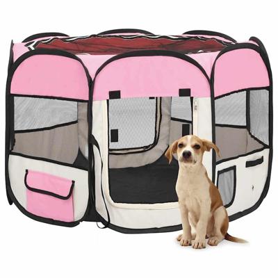 VidaXL Hondenren inklapbaar met draagtas 90x90x58 cm roze VidaXL Hondenren inklapbaar met draagtas 90x90x58 cm roze