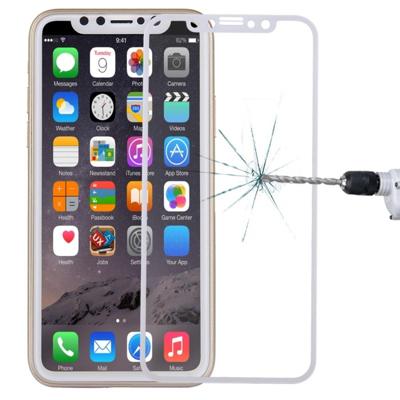 Voor iPhone X 0.3 mm 9H oppervlakte hardheid 4D gebogen volledige scherm Tempered glas Screen Protector (wit)