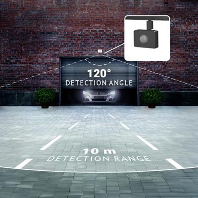 Stratos - LED Breedstraler met bewegingssensor - 10 Watt 735 Lumen - 4000K Neutraal wit licht - IP65 Waterdicht - 15cm Kabel