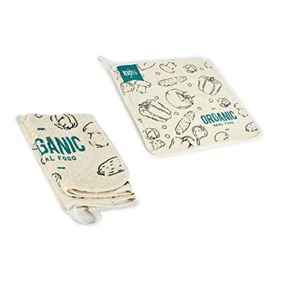 Keukendoek Organic Wit Groen
