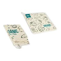 Keukendoek Organic Wit Groen - thumbnail