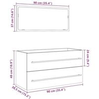 2-delige Badkamermeubelset bewerkt hout oud houtkleurig - thumbnail