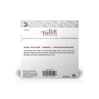 D&apos;Addario J56 3/4M Pro-Arté Violin String Set 3/4 Scale,Medium Tension Vioolsnarenset