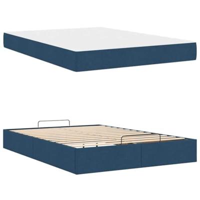 Bedframe met opslag Blauw 140 x 200 cm Stof