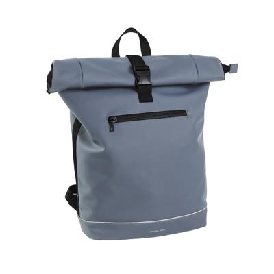 Roltop rugzak Leek 17 inch mat rubber PU licht blauw Roltop rugzak Leek 17 inch mat rubber PU licht blauw