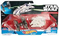 Mattel Star wars hotwheels tie fighte + millennium falcon ruimteschip - thumbnail