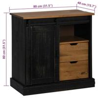Dressoir HALDEN schuifdeur zwart 80x40x80 cm massief hout grijs - thumbnail